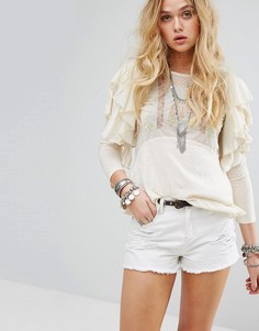 Топ с вышивкой Free People - Кремовый