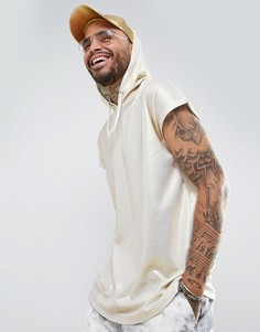 Свободная фестивальная футболка цвета металлик без рукавов с капюшоном ASOS - Золотой