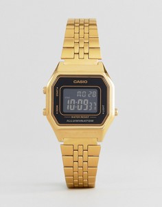 Небольшие цифровые часы с черным циферблатом Casio LA680WEGA-1BER - Золотой