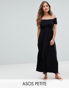 Легкое платье макси с присборенной вставкой ASOS PETITE - Черный