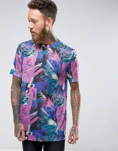 Длинная футболка с принтом ASOS - Фиолетовый