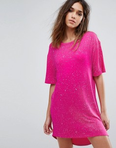 Платье-футболка с принтом Boohoo - Розовый