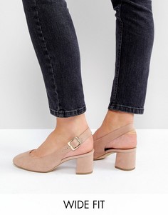 Туфли для широкой стопы на блочном каблуке с ремешком через пятку New Look - Розовый