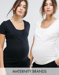 2 трикотажных топа с короткими рукавами Mamalicious - Мульти Mama.Licious