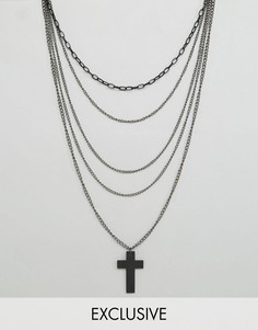 Ожерелье с подвеской-крестом Reclaimed Vintage Inspired - Черный