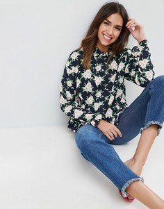 Рубашка с оборками и цветочным принтом ASOS - Мульти