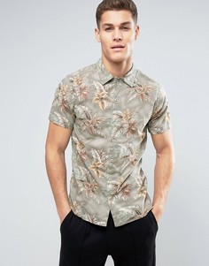 Рубашка с коротким рукавом и сплошным принтом Jack &amp; Jones Vintage - Темно-синий