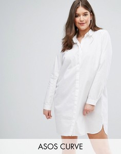 Хлопковое платье-рубашка ASOS CURVE - Белый