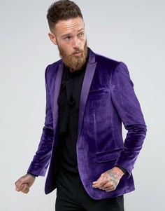 Фиолетовый бархатный блейзер зауженного кроя ASOS - Фиолетовый