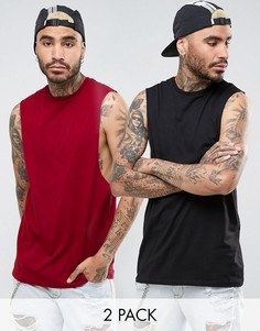 2 длинных майки с заниженными проймами ASOS - Мульти