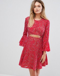 Кружевное платье с вырезом BCBG MAXAZRIA - Красный