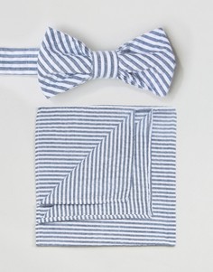 Платок для нагрудного кармана и галстук-бабочка из легкой жатой ткани Gianni Feraud - Синий