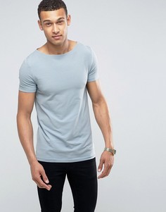 Стретчевая футболка с вырезом лодочкой ASOS - Синий