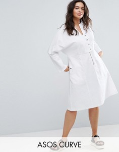 Платье миди на кнопках ASOS CURVE - Белый