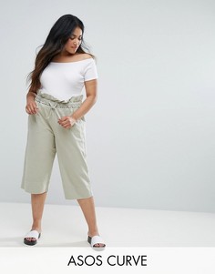 Укороченные брюки-галифе в стиле милитари ASOS CURVE - Зеленый