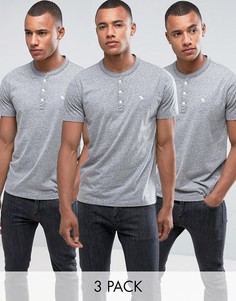 3 серые обтягивающие футболки хенли Abercrombie &amp; Fitch - Скидка 30 - Серый