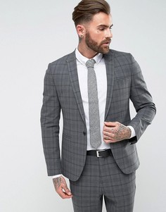 Серый приталенный пиджак в клетку ASOS - Серый