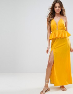 Пляжное платье макси с оборками ASOS - Желтый