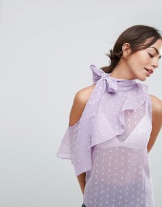 Блузка с оборками из ткани добби ASOS - Фиолетовый