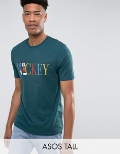 Свободная футболка с принтом Mickey в стиле ретро ASOS TALL - Зеленый