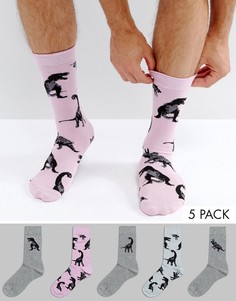 5 пар носков с динозаврами ASOS - Мульти