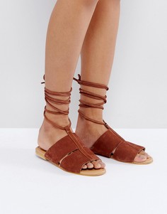 Замшевые сандалии с завязками ASOS FUTURE - Рыжий