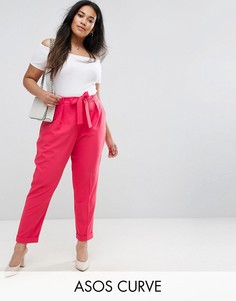 Брюки галифе с поясом оби ASOS CURVE - Розовый