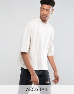 Oversize-футболка из плотной ткани ASOS TALL - Бежевый