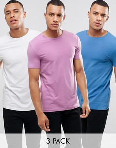 3 обтягивающие футболки с круглым вырезом ASOS - СО СКИДКОЙ - Мульти