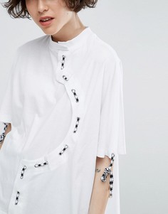 Oversize-футболка с отделкой шнурком ASOS WHITE - Белый