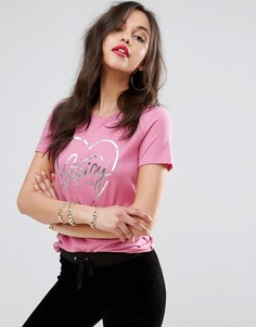 Футболка с блестящим логотипом Juicy Couture - Розовый