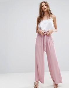Широкие брюки с поясом Miss Selfridge - Розовый