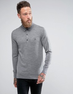 Трикотажная футболка-поло из 100% мериносовой шерсти AllSaints - Серый