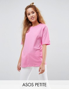 Свободная футболка с подплечниками ASOS PETITE - Розовый