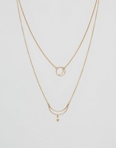 Многоярусное ожерелье с подвеской ASOS - Золотой