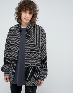 Рубашка классического кроя из вискозы с ацтекским принтом ASOS - Черный