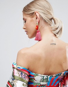 Серьги-подвески с кисточками и цветами ASOS - Золотой