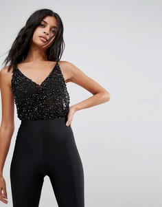 Боди с отделкой пайетками ASOS - Черный