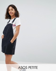 Черное выбеленное джинсовое платье-комбинезон ASOS PETITE - Черный