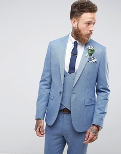 Синий фактурный пиджак скинни ASOS Wedding - Синий