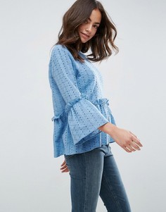 Свободный топ в стиле casual с вышивкой ASOS - Синий