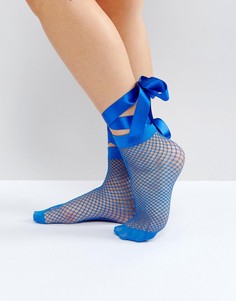 Сетчатые носки с завязкой на бант ASOS - Синий