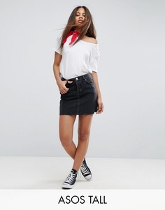 Черная джинсовая мини-юбка ASOS TALL - Черный