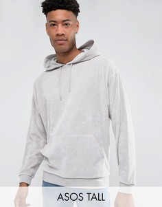 Худи-oversize из велюра серого цвета ASOS TALL - Серый