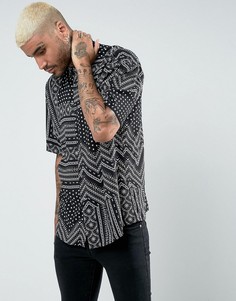 Вискозная рубашка классического кроя с ацтекским принтом ASOS - Черный