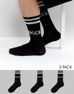 3 пары черных спортивных носков Nicce London - Черный
