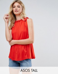 Свободный топ с присборенной горловиной ASOS TALL - Красный