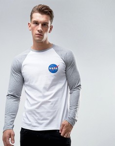 Футболка с длинными рукавами реглан ASOS Nasa - Белый