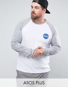 Футболка с длинными рукавами реглан ASOS PLUS Nasa - Черный