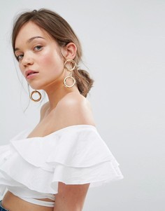 Серьги-подвески с двойными кольцами ASOS - Золотой